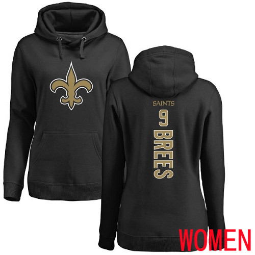 New Orleans Saints Black Women Drew Brees Backer NFL Football 9 Pullover Hoodie Sweatshirts